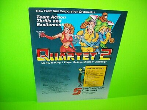 Quartet 2 Arcade FLYER Original 1986 Sega Sun Video Game Art Space Age Graphics