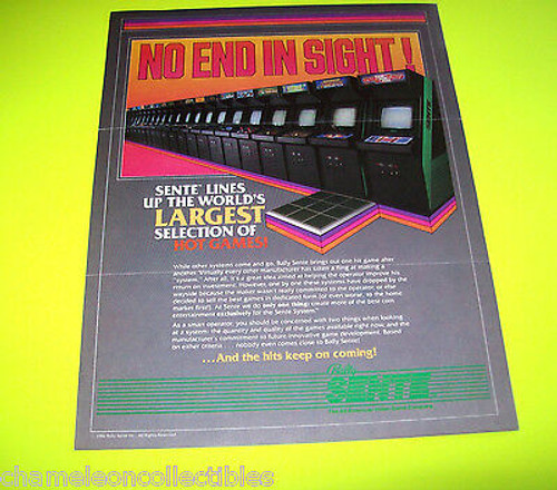 BALLY SENTE By MIDWAY 1986 ORIGINAL VIDEO ARCADE GAME SALES FLYER BROCHURE