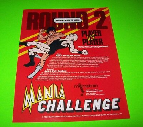 Memetron MANIA CHALLENGE Original 1986 NOS Video Arcade Game Promo Sales Flyer