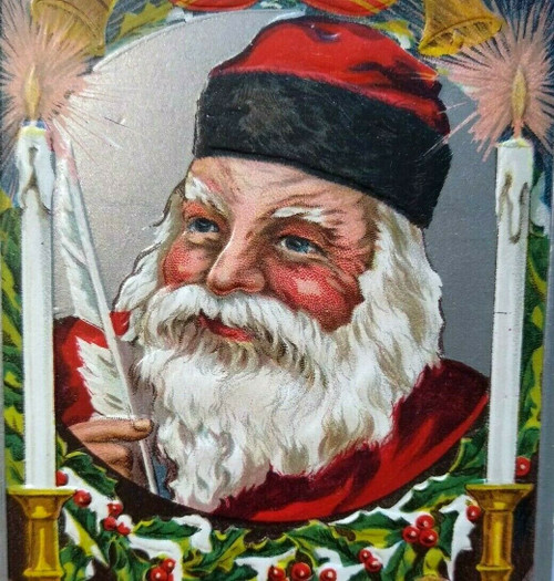 Vintage Christmas Postcard Santa Claus Conwell Series 2500 Embossed Unused 1910