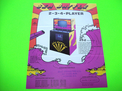 Ramtek SEA BATTLE Vintage 1976 Original Video Arcade Game Promo Sales Flyer Adv.