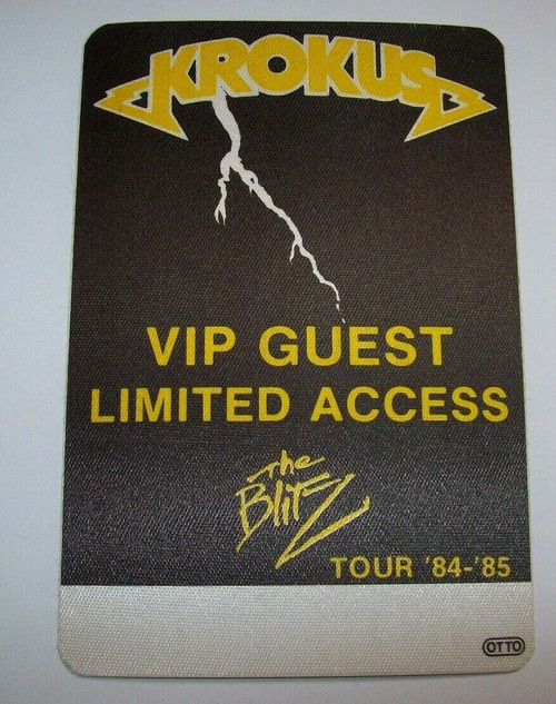 Krokus VIP Backstage Pass The Blitz Tour Original 1985 Gift For Hard Rock Fans