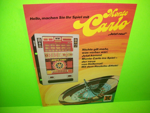 Hellomat Automaten MONTE CARLO Original Slot Machine Promo Flyer German Text
