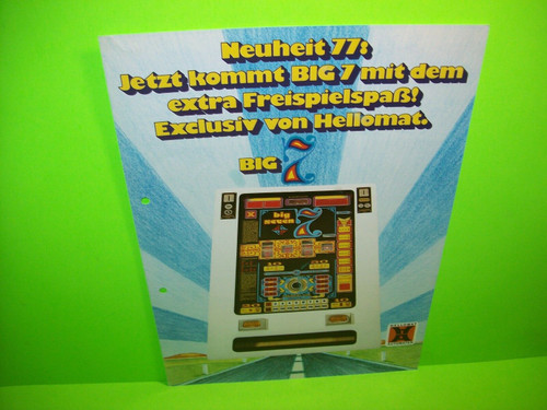 Hellomat Automaten BIG 7 Original Slot Machine Promo Sale Flyer German Text Rare