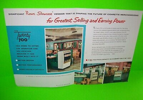 Rowe Jewel Twenty 700 Vintage Cigarette Machine Flyer 1957 Promo Foldout Artwork