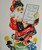 Santa Claus Christmas Postcard Art Deco Children Dancing 1929 Red Cross Stamp