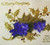 Christmas Postcard Fabric Purple Flowers Over Gold Holly Embossed Vintage Card