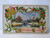 Christmas Postcard Cottage Seagulls Birds Poinsettia Gold Bells Embossed Vintage