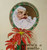 Santa Claus Face Poinsettias Christmas Postcard Gibson 1913 Waltham Mass Vintage