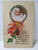 Santa Claus Face Poinsettias Christmas Postcard Gibson 1913 Waltham Mass Vintage