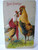 Easter Postcard Fantasy Dressed Kissing Roosters Anthropomorphic Vintage 1909