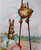 Easter Postcard Fantasy Baby Chick On Stilts Upset Rabbit Eggs 1907 Undivided 48