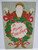 Santa With Wreath Christmas Postcard Original Heavy Embossed Vintage Unused
