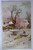 Joyous Christmas Postcard Scenic Lake Canoe Boat Tree Glitter Snow Germany 1912