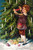 Christmas Postcard Victorian Child Decorates Tree Germany Embossed S. Langsdorf
