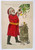 Santa Claus Christmas Postcard Decorating Tree Sack Of Toys Full Figure Embossed
