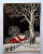 Mid Century Mod Christmas Greeting Card Gleam N Glitter Trees Cottage Snow Retro
