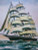Pirate Ship Print Trexler Nautical Ocean Waves US Flag T Rex Vintage Clipper