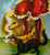 Halloween Witch Postcard Fantasy Lions Head Pumpkin JOL Smoking Pipe Black Cat