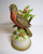 Robin Bird Perched On Leaves Bisque Figure Porcelain Pottery Music Box Vintage