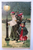 Christmas Santa Claus Postcard 1906 Green Robe Lamp Post Embossed Germany BW 291