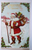 Santa Claus Postcard Saint Nick Walking In Snow Walking Stick Carrying Toys
