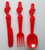 Mr Peanut Vintage Red Plastic Fork Knife Spoon Set 1950s Planters Peanuts