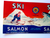 Ski Brand Pink Salmon Can Seafood Label Original Vintage 1940's Lady Skiing Hill