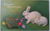 Easter Greetings Postcard White Bunny Rabbits Eggs Basket Series 753 F Stecher