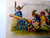Easter Postcard Fantasy Military Dressed Rabbits Shoots Eggs From Cannon BW 289