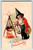 Halloween Postcard Ellen Clapsaddle Girl Witch Caldron Black Cat Wolf Series 106