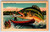 Fishing Linen Postcard Huge Exaggerated Fish Man On Boat Wood Paddle Pole Unused