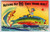 Fishing Linen Postcard Huge Exaggerated Fish Man On Top Big Catch Unused Vintage