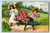 Birthday Greetings Postcard Girl Boy Outside Flowers Saxony Embossed Series 816