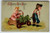 New Year Postcard Boy Girl Wooden Wagon Cart Clovers Germany ASB 1909 Ser 379