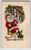 Santa Claus Christmas Postcard Saint Nick Smoking Pipe Seated As Kids Watch 6073