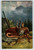 Postcard Deer Rifle Mountains Mist Rustic Nature Signed Muller KF France 1383