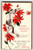 Christmas Postcard Art Deco Black White Red Crescent Moon Pointsettia Flowers
