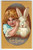 Easter Greetings Postcard Girl With White Bunny Rabbit 1909 Embossed Vintage