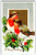 Christmas Postcard Two Robins Birds Seated On Holly Leaves Embossed Vintage