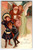 Santa Claus Christmas Postcard Long Coat Angel Victorian Girl Covers Ears 1906