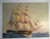 Pirate Ship Art Print 1930s Original Vintage Lithograph Ocean Waves Boat Sails
