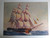 Pirate Ship Art Print 1930s Original Vintage Lithograph Ocean Waves Boat Sails