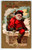 Santa Claus Christmas Postcard Saint Nick Goes Down Chimney Top Moon Clouds 1909