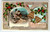 Christmas Postcard Gold Bells Cottage Holly Embossed Vintage Greetings 1909
