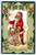 Santa Claus Christmas Postcard His Busy Day Nash Embossed Holly Leaves Toys