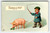 New Year Postcard Child With Whip Pig Eating Four Leaf Clovers Gel EAS Germany