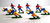 8 Football Players Vintage Hard Plastic Figures Blue Red Yellow Hong Kong Retro