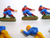 8 Football Players Vintage Hard Plastic Figures Blue Red Yellow Hong Kong Retro