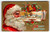 Santa Claus Christmas Postcard Saint Nick Profile Church Bells Embossed Vintage